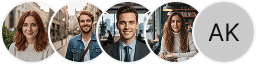 Multiple investor profile avatars on Merithaven Group trading review block